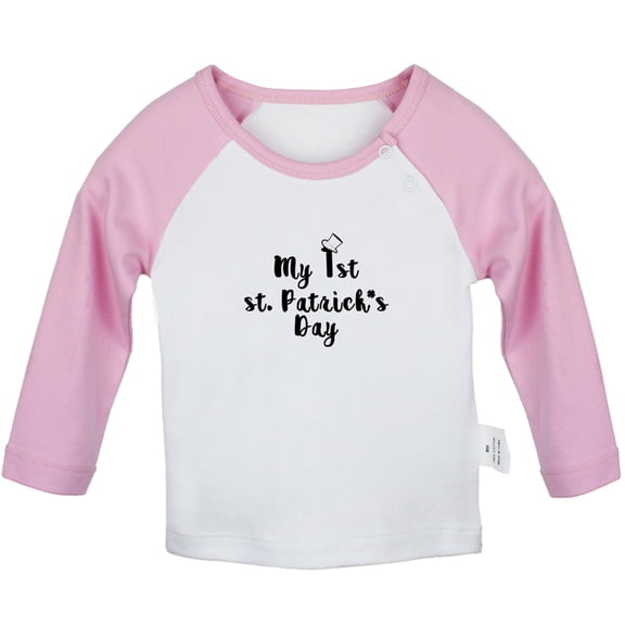 My 1st st. Patrick's Day Funny T shirt For Baby, Newborn Babies T-shirts, Infant Tops, 0-24M Kids Graphic Tees Clothing (Long Pink Raglan T-shirt, 12-18 Months)