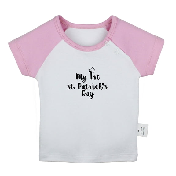 My 1st st. Patrick's Day Funny T shirt For Baby, Newborn Babies T-shirts, Infant Tops, 0-24M Kids Graphic Tees Clothing (Short Pink Raglan T-shirt, 12-18 Months)