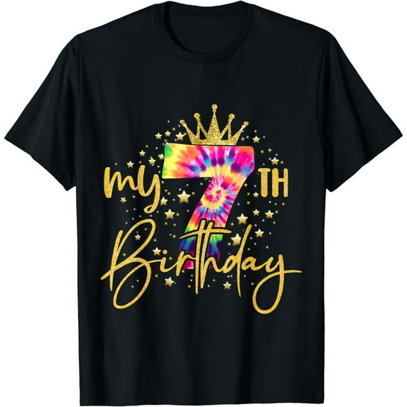 My 7th Birthday Colorful Tie Dye Number 7 Year Old Girls Kid T-Shirt