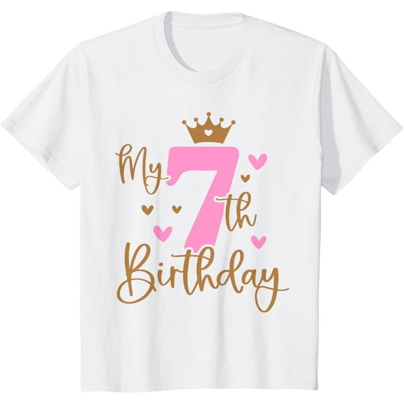 My 7th Birthday Girl 7 Years Old Bday Party Matching T-Shirt