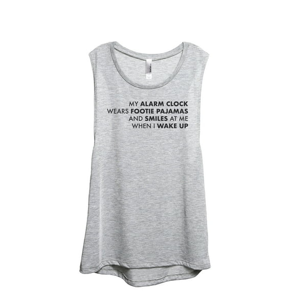My Alarm Clock Wears Footie Pajamas Women's Fashion Sleeveless Muscle Workout Yoga Tank Top Sport Grey Medium