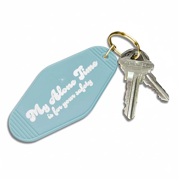 My Alone Time is For Your Safety | Cute Blue Motel Keychain