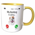 thumbnail image 1 of 3drose, My American Bulldog Is Calling Funny Incoming Phone Call, 11oz Two-tone Yellow Mug, 1 of 6