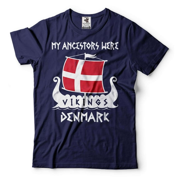 My Ancestors Were Vikings Denmark T-Shirt Vikings Patriotic Shirt Denmark History Tee (4X-Large Navy Blue)