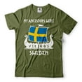 thumbnail image 1 of My Ancestors Were Vikings Shirt Sweden T-Shirt Sweden National Flag Shirt Swedish Boat Tee (4X-Large Military Green), 1 of 6