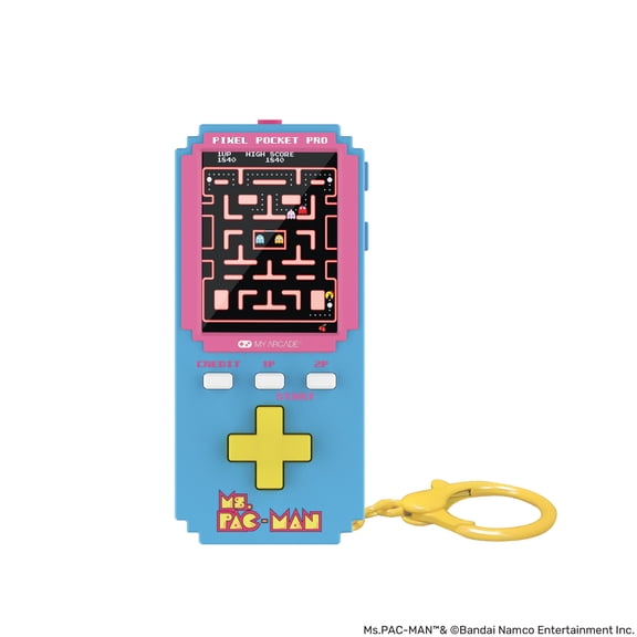 My Arcade Ms. Pac-Man Pixel Pocket Pro: Officially Licensed Ms. Pac-Man Video Game, Portable Keychain Arcade