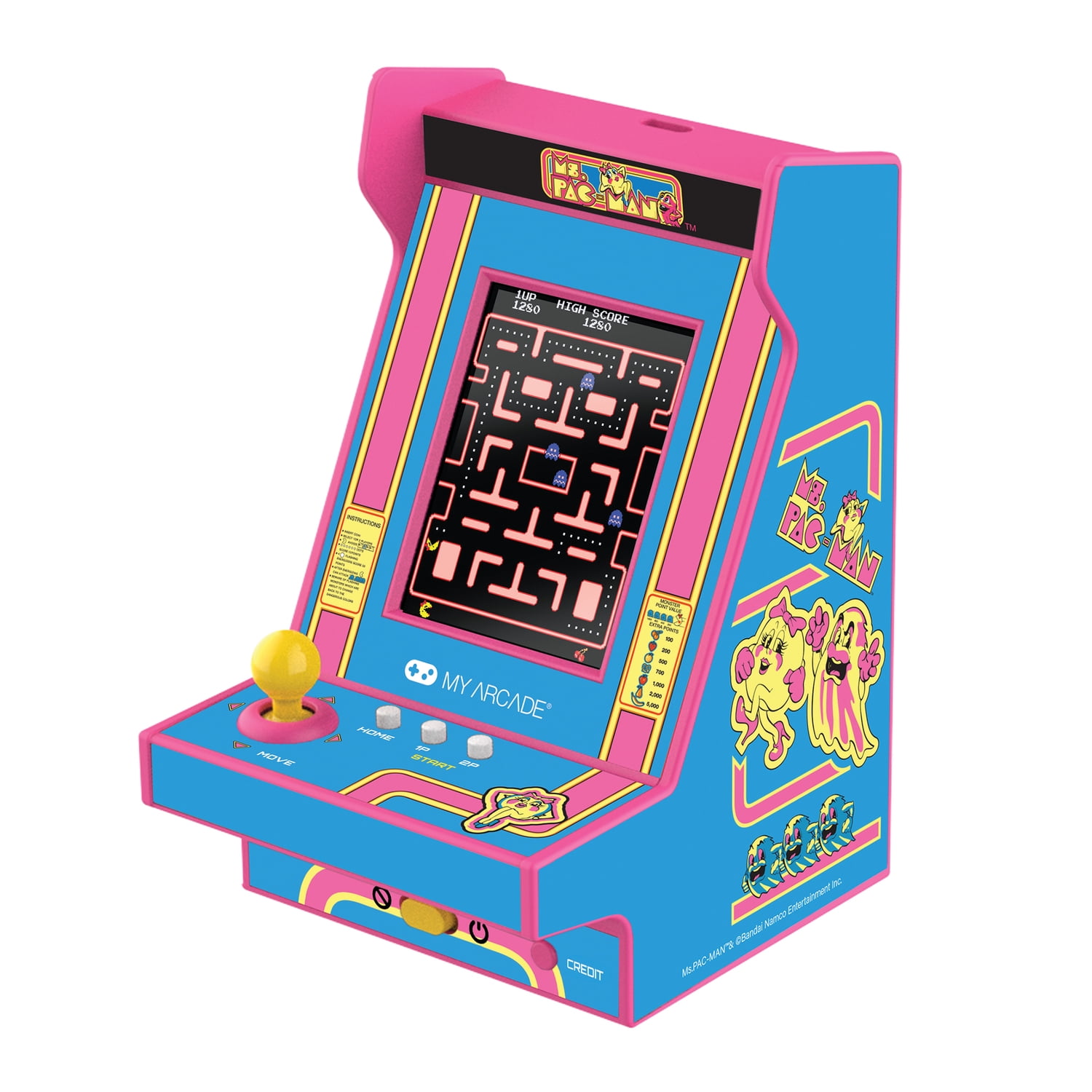 Ms. Pac-Man Handheld Yellow Retro Arcade Game
