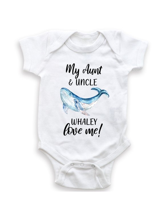 My Aunt And Uncle Whaley Love Me! - Cute Funny Whale - Baby Bodysuit - Unisex Clothing - Baby Boy - Baby Girl