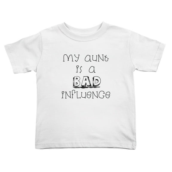 My Aunt Is A Bad Influence Funny Toddler T Shirts for Boys Girls (White, Youth L)
