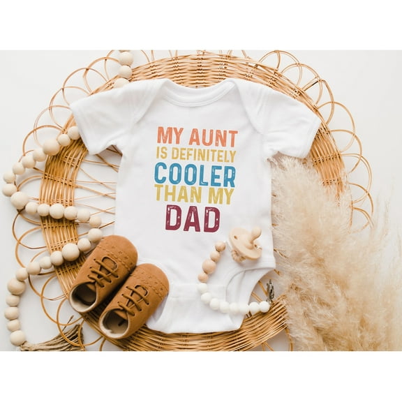 My Aunt Is Definitely Cooler Than My Dad Onesie, Newborn Onesies, Funny Baby Onesie From Auntie, Gift From Aunt, Aunt Baby Bodysuit Cute and Cool Baby Bodysuit, BABY BODYSUIT LAT 4424