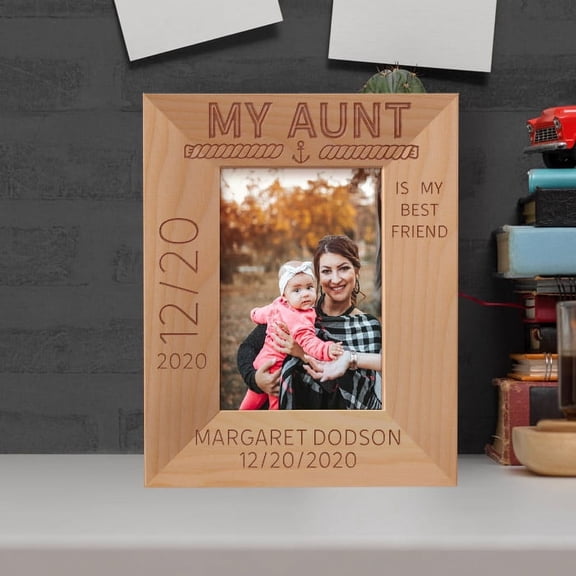 My Aunt Is My Best Friend Personalized Wooden Frame 3 1/2" x 5" Brown (Vertical)