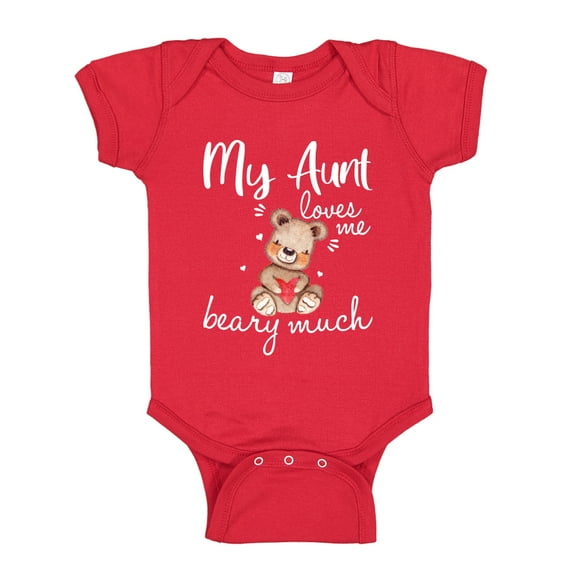 My Aunt Loves Me Beary Much Baby Bodysuit One Piece 24 mo Red