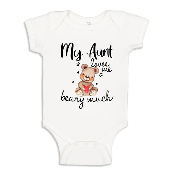 My Aunt Loves Me Beary Much Baby Bodysuit One Piece 6 mo White