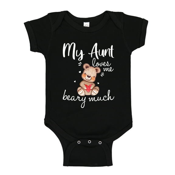 My Aunt Loves Me Beary Much Baby Bodysuit One Piece NB Black