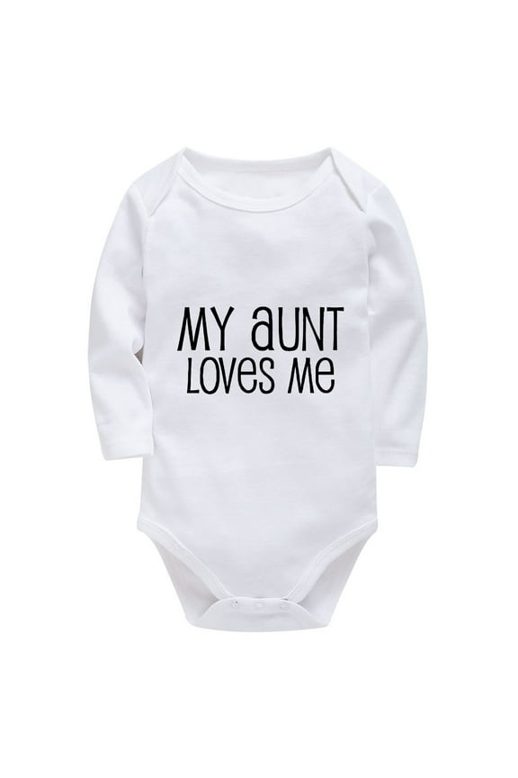 My Aunt Loves Me Coming Home Outfit for Baby Girl Summer Long Sleeve Baby Boy Newborn Coming Home White Boy Rompers 12-18 Mo