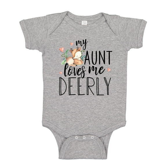 My Aunt Loves Me Deerly Baby Bodysuit One Piece NB Athletic Heather