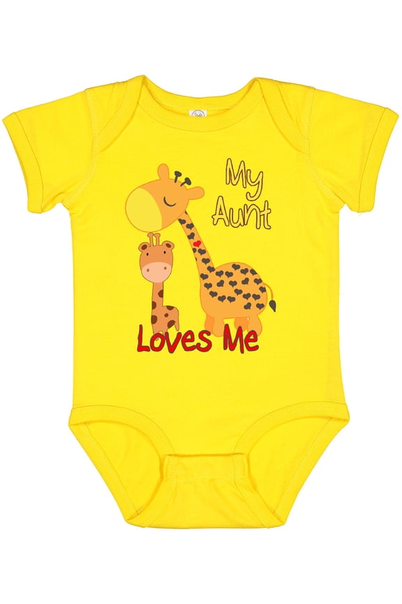 My Aunt Loves Me Giraffe Boys or Girls Baby Bodysuit