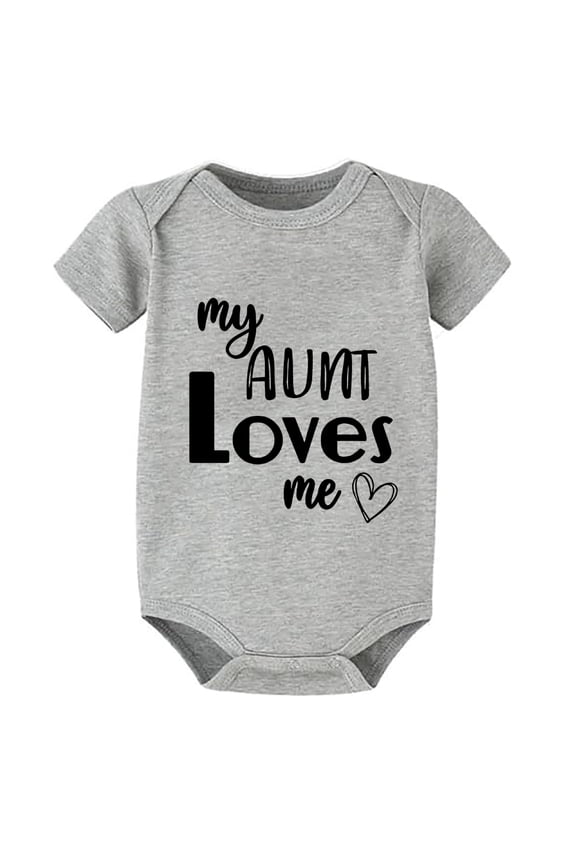 My Aunt Loves Me Neutral Baby Clothes Girl Short Sleeve Baby Girl Take Home Outfit Newborn White Baby Girl Rompers 3-6 Months