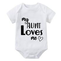 My Aunt Loves Me Neutral Baby Girl Clothes Short Sleeve Baby Bodysuit Boy White Baby Boy Outfit 0-3 Months