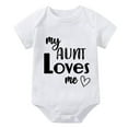 thumbnail image 1 of My Aunt Loves Me Newborn Clothes for Boy Short Sleeve Home from Hospital Baby Boy Outfit White Boys Neutral Outfit, 1 of 2