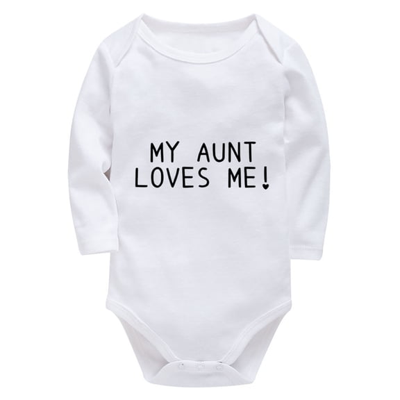 My Aunt Loves Me Newborn Funny Onesie Long Sleeve Summer Romper Baby Boy White Baby Boys Outfit