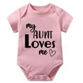thumbnail image 1 of My Aunt Loves Me Newborn Romper Boy Short Sleeve Cotton Romper White Baby Boy Outfit, 1 of 2