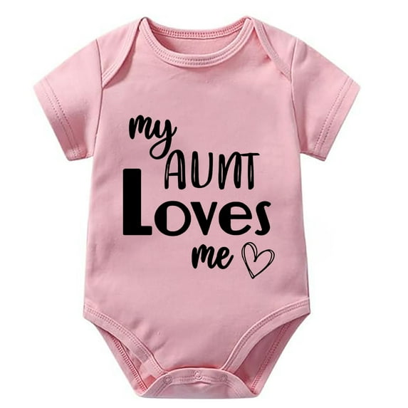 My Aunt Loves Me Newborn Romper Boy Short Sleeve Cotton Romper White Baby Boy Outfit
