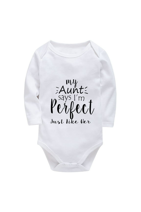 My Aunt Says I'm Prefect Just Like Her Baby Hospital Outfit Boy Long Sleeve Bring Home Outfits for Baby Boy White Girl Cloth