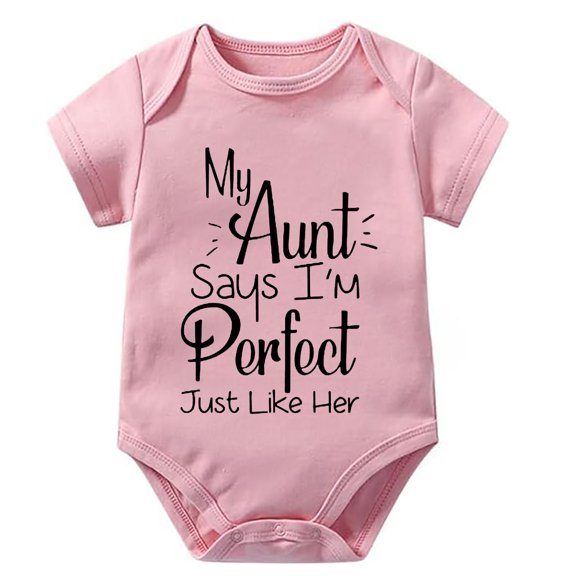 My Aunt Says I'm Prefect Like Her Newborn Girl Hospital Outfits Short Sleeve Boy Going Home Outfit Newborn White Baby Romper