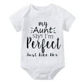thumbnail image 1 of My Aunt Says I'm Prefect Like Her Newborn Welcome Home Outfit Girl Short Sleeve Unisex Newborn Clothes White Boy Rompers 3-6, 1 of 2