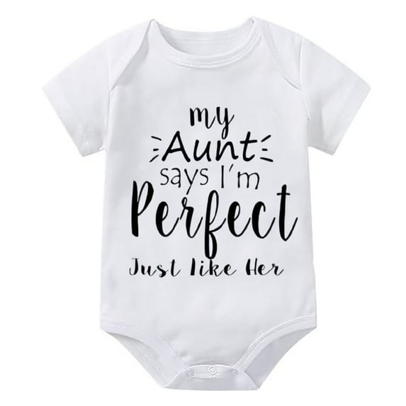 My Aunt Says I'm Prefect Like Her Newborn Welcome Home Outfit Girl Short Sleeve Unisex Newborn Clothes White Boy Rompers 3-6