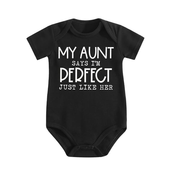 My Aunt Thinks I’m Perfect – Cute Baby Bodysuit for Nephew Niece – Funny Aunt Gift for Baby Shower Black-style 3-6M