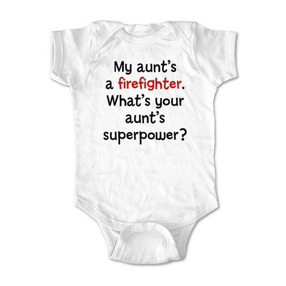 My Aunt's a firefighter. What's your Aunt's Superpower? - wallsparks cute & funny Brand - baby one piece bodysuit - Great baby shower gift!