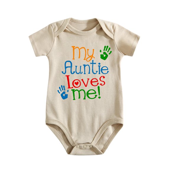 My Auntie Loves Me Baby Bodysuit – Cute Infant Onesie for Niece Or Nephew, Aunt Gift Idea Light Apricot-style 9-12M