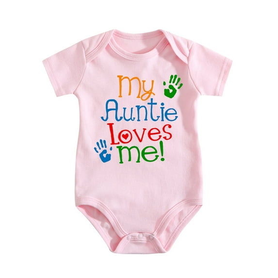 My Auntie Loves Me Baby Bodysuit – Cute Infant Onesie for Niece Or Nephew, Aunt Gift Idea Medium Pink-style 6-9M