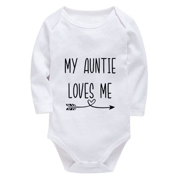 My Auntie Loves Me Onesie Baby Long Sleeve Coming Home from Hospital Outfit White Baby Boy Rompers 6-9 Months