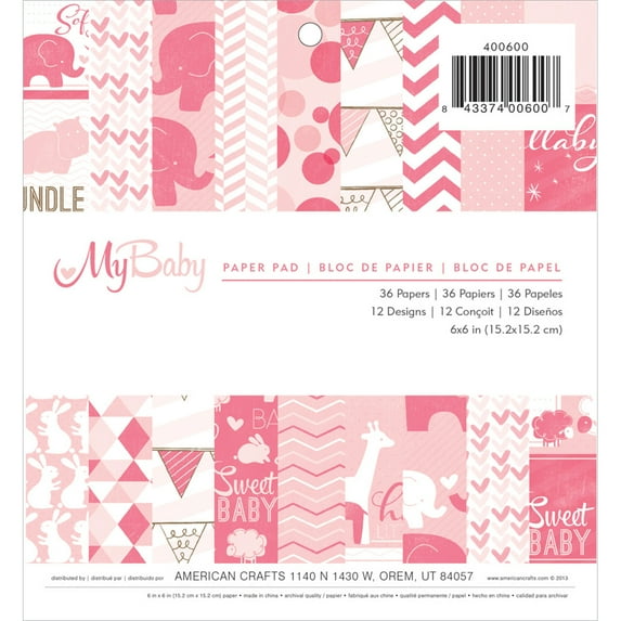 My Baby Girl Paper Pad, 6" x 6" 36 Sheets