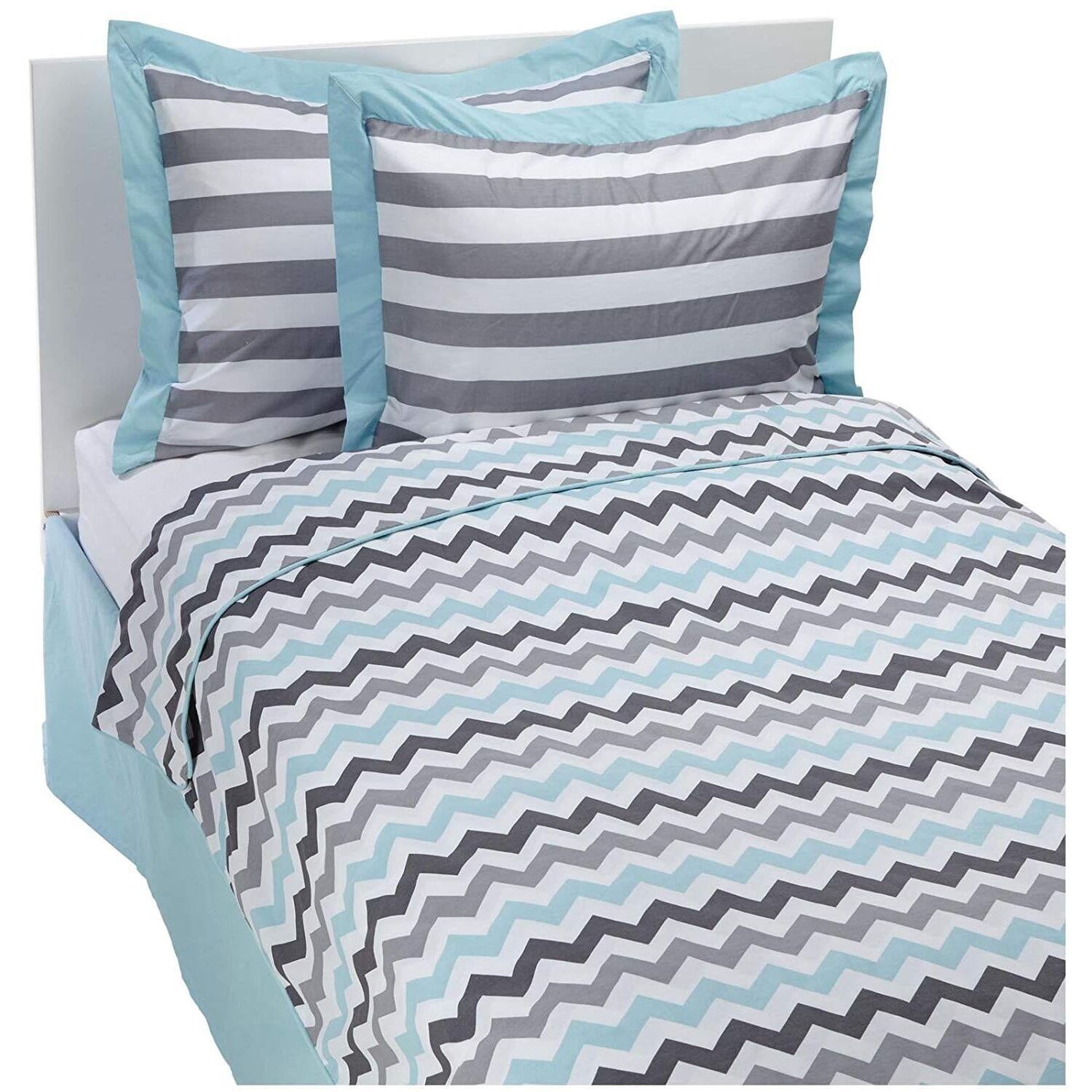 My Baby Sam Chevron in Aqua Gray Full Bedding Set