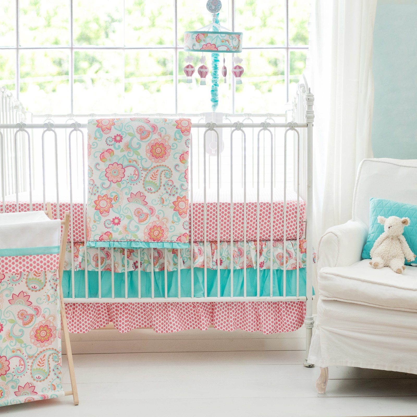 3 Pieces Tufted Crib Bedding Set With Ruffle Fringe, Beige Ruffled Comforter With Fitted Sheet And Bed Skirt , Soft And Embroidery Shabby Chic Boho Bohemian Jacquard Design For Baby Girls
