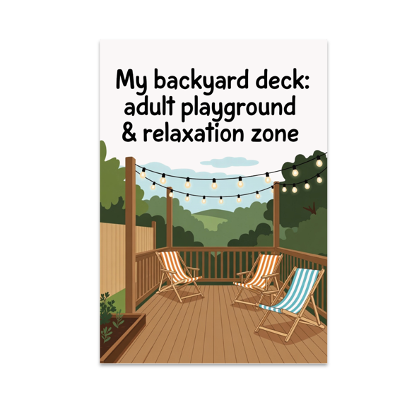 My Backyard Deck Adult Playground Art - Outdoor Living Enthusiast - 13x19 Poster Print