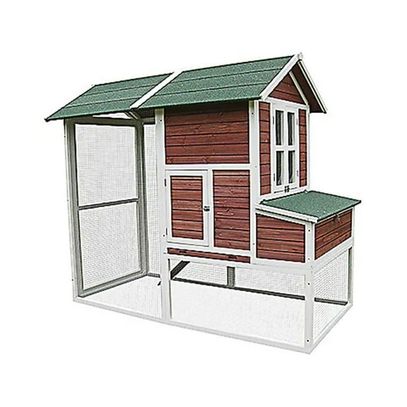 My Backyard Farm DDP-1732L Chicken Ranch Coop, Dark Red,  84 x 44.9 x 70.8-In. - Quantity 1