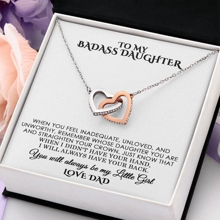 My Badass Daughter, Daughter From Dad, Daughter Father Necklace, Daughters Birthday, , Grown Up, Multi Interlocking Heart Necklace