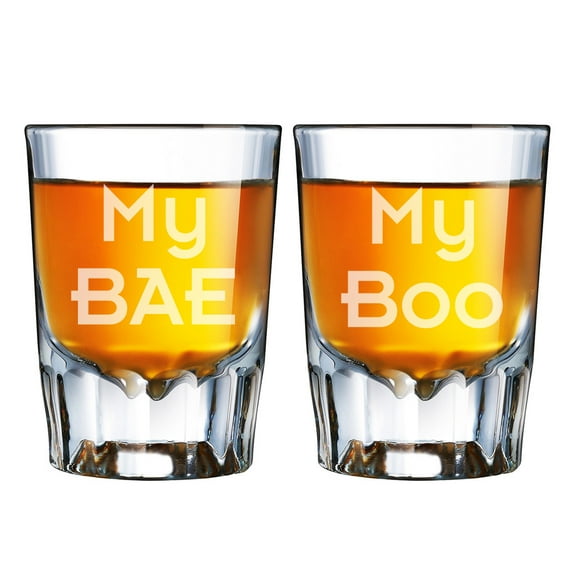 My Bae and My Boo Engraved Barcraft Fluted Shot Glass Set