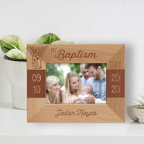 My Baptism Day Personalized Wooden Frame-5" x 3 1/2" Brown Horizontal