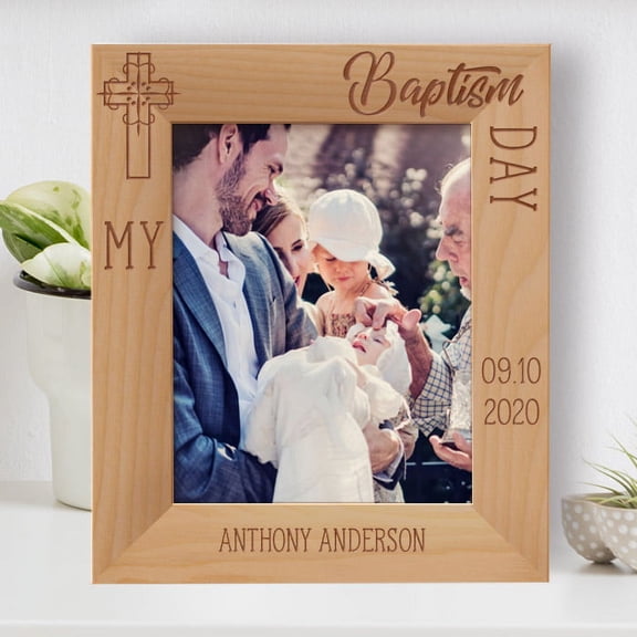 My Baptism Day Personalized Wooden Frame 8" x 10" Brown (Vertical)