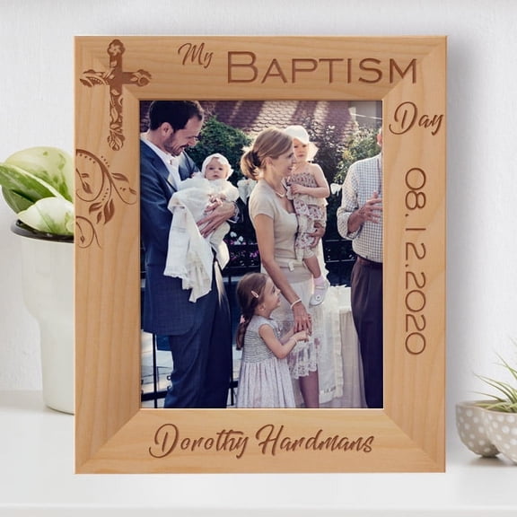 My Baptism Day Personalized Wooden Frame 8" x 10" Brown (Vertical)