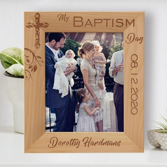 My Baptism Day Personalized Wooden Frame 8" x 10" Brown (Vertical)
