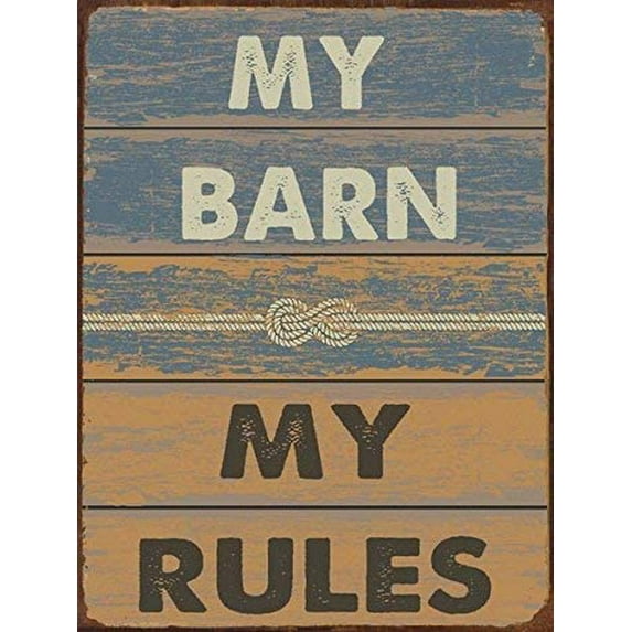 My Barn My Rules Metal Sign, Stable, Rustic Decor, Cowboy, Ranch Aluminum Decorative Signs Metal Aluminum Sign for Outdoor & Indoor 12" X 8"