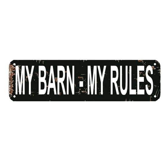 My Barn My Rules Sign Farm Farmhouse Rustic Man Cave Wall Decor Metal Sign Size: 4 x 16 Inch