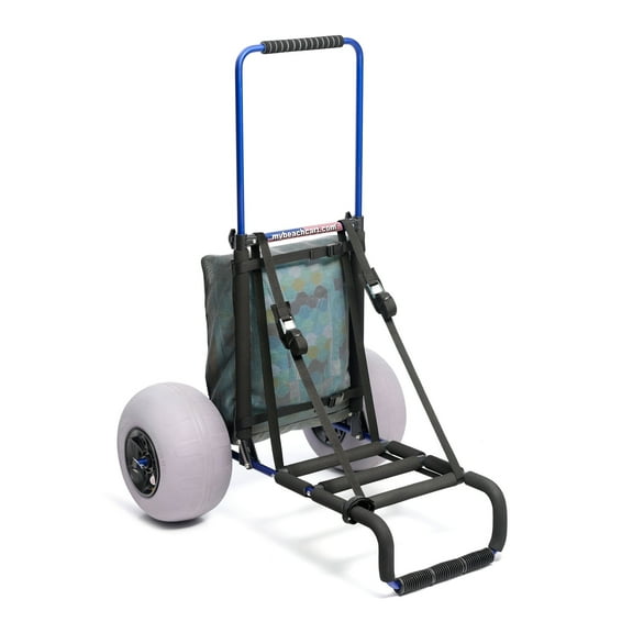 My Beach Cart Premium Patented Heavy Duty Folding Beach Cart with Big Wheels and Balloon Tires to Glide Over Sand